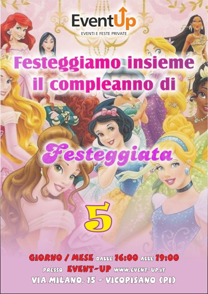 Biglietti di invito eventup invito pricipesse