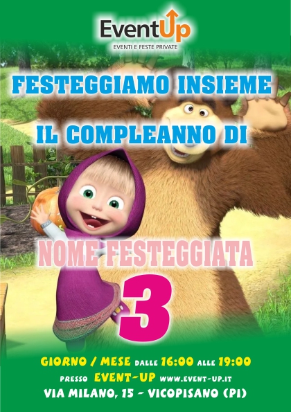 Biglietti di invito eventup invito masha e orso