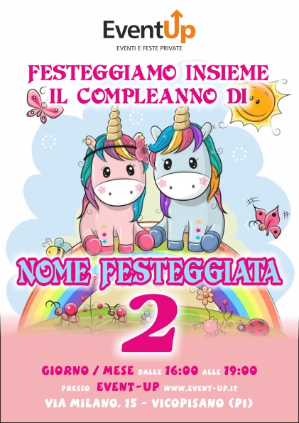 Biglietti di invito eventup invito unicorni
