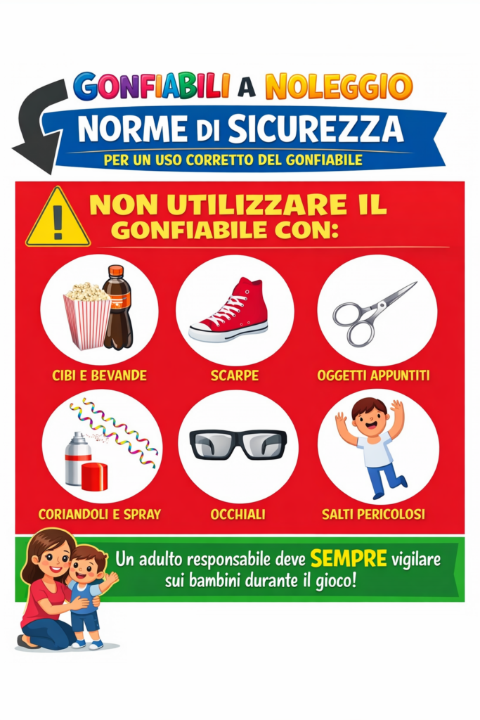CORRETTO MONTAGGIO E UTILIZZO DEL GONFIABILE eventup norme di sicurezza gonfiabili